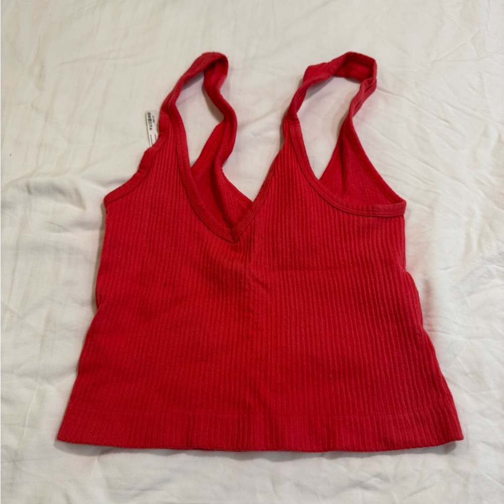 Urban Outfitters Scarlet Ribbed V-Neck Tank